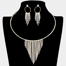 Rhinestone Fringe Necklace