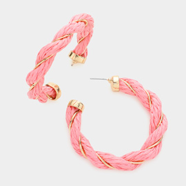 Braided Raffia Hoop Earrings