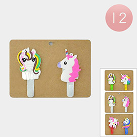 12 Set of 2 - Unicorn Adhesive Wall Hooks