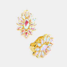 Marquise Stone Cluster Clip On Evening Earrings