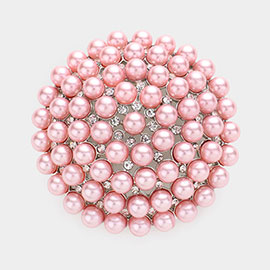 Pearl Cluster Round Pin Brooch  