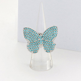 Rhinestone Embellished Butterfly Stretch Ring