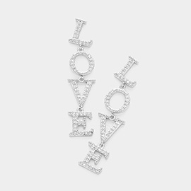 Love CZ Message Link Dangle Evening Earrings