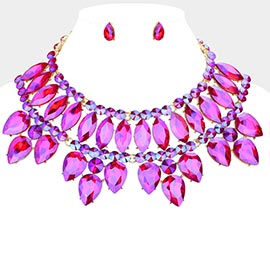 Multi Stone Cluster Evening Necklace