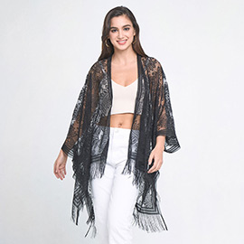 Leaf Lace Cover Up Kimono Poncho