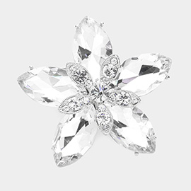 Crystal Marquise Flower Pin Brooch 