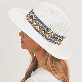 Aztec Band Straw Panama Sun Hat