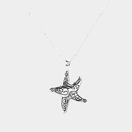 Metal Starfish Pendant Necklace