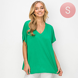 Oversized V Neck Short Sleeve Top