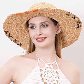 Color Edged Straw Floppy Sun Hat