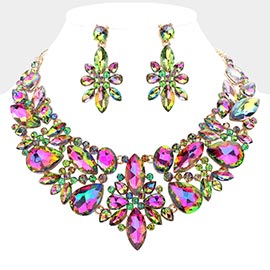 Multi Stone Cluster Evening Necklace