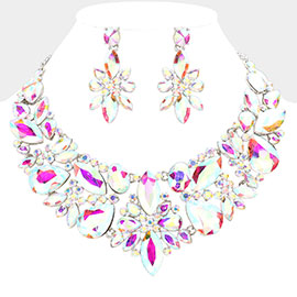 Multi Stone Cluster Evening Necklace