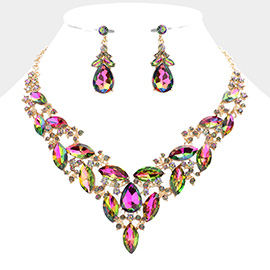 Marquise Stone Cluster Evening Necklace