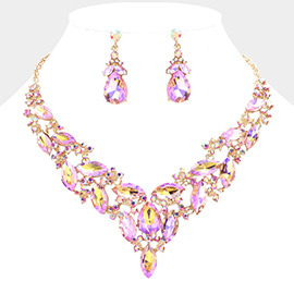 Marquise Stone Cluster Evening Necklace