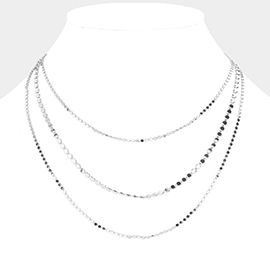 Metal Chain Triple Layered Necklace