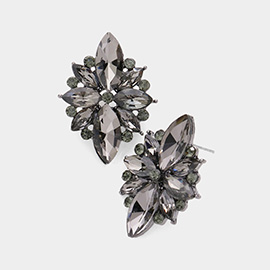 Marquise Crystal Floral Evening Earrings