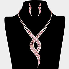 Swirl Rhinestone Paved Necklace