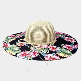 Flower Leaf Patterned Straw Sun Hat