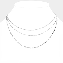 Metal Chain Triple Layered Necklace