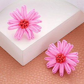 Raffia Flower Stud Earrings