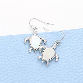 Mother of Pearl Turtle Dangle Earrings