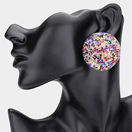 Rhinestone Pave Round Evening Earrings