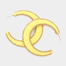 Woven Raffia Hoop Earrings