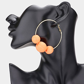 Raffia Wrapped Triple Ball Hoop Earrings