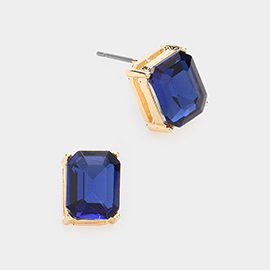 Emerald Cut Stone Stud Evening Earrings