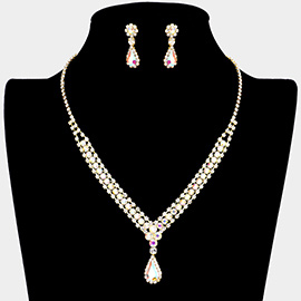 Teardrop Stone Accented Rhinestone Necklace