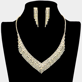 V Shaped Rhinestone Necklace