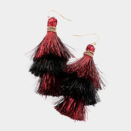 Game Day Triple Tassel Layered Dangle Earrings