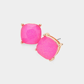 Glittered Cushion Square Stud Earrings