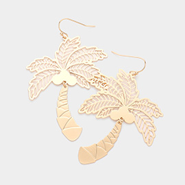 Cut Out Metal Palm Tree Dangle Earrings