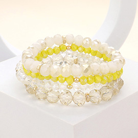 4PCS - Faceted Beaded Stretch Bracelets