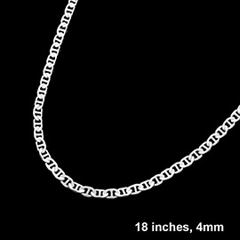 Silver Plated 18 Inch 4mm Mariner Metal Chain Necklace