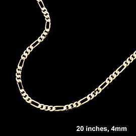 Gold Plated 20 Inch 4mm Figaro Metal Chain Necklace