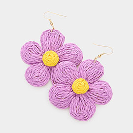 Raffia Flower Dangle Earrings