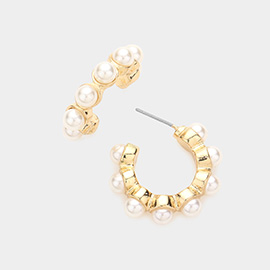 Pearl Embellished Hoop Earrings