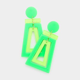 Geometric Open Trapezoid Link Dangle Earrings