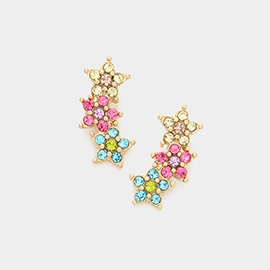 Rhinestone Embellished Triple Star Stud Earrings