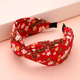 Flower Leaf Patterned Knot Burnout Headband