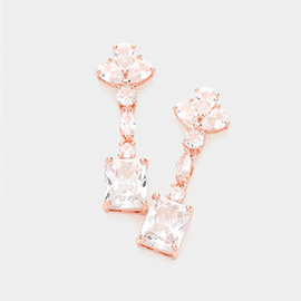 CZ Multi Stone Link Dangle Evening Earrings