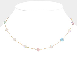 Quatrefoil Bead Station Necklace