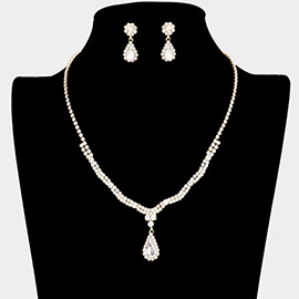 Teardrop Accented Rhinestone Necklace