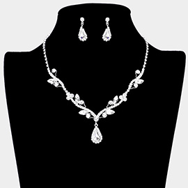 Teardrop Accented Rhinestone Necklace