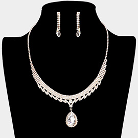 CZ Teardrop Accented Rhinestone Necklace