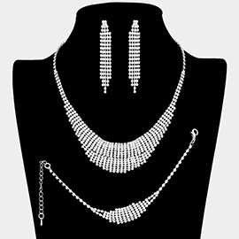 3PCS - Rhinestone Pave Necklace Jewelry Set