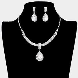 CZ Teardrop Accented Rhinestone Necklace