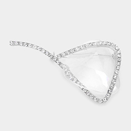 Triangle Lucite Accented Stone Embellished Pin Brooch